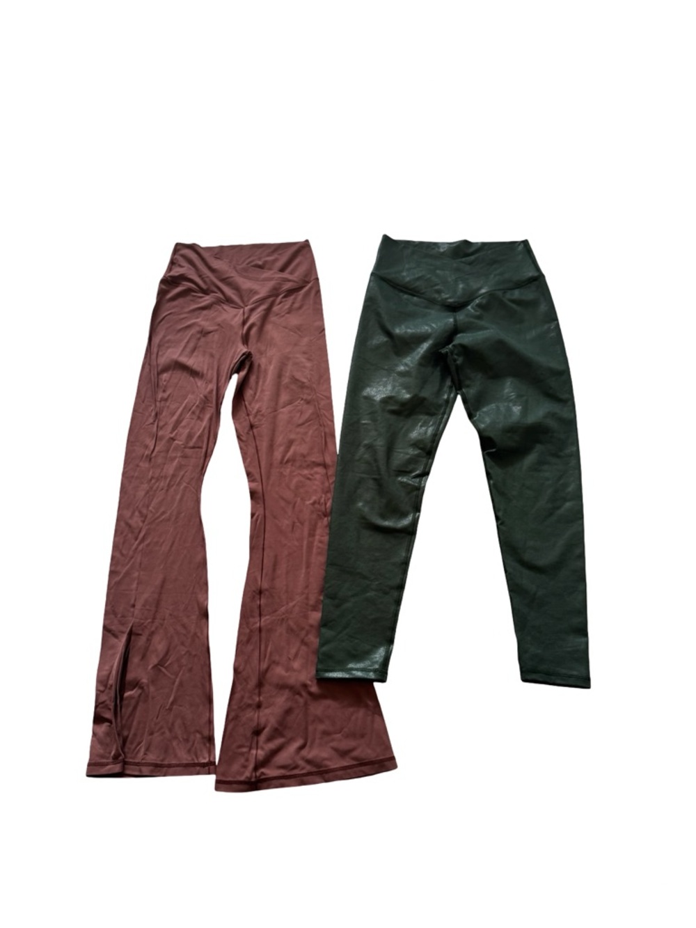Lot of 2 Aerie high-waisted crossover flare Green Shiny Crossover Leggings - Picture 9 of 11
